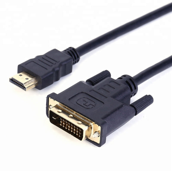 Gold Plated DVI 24+1 Skart Male to HDMI Cable Lead - 1m / 1.8m / 3m / 5m