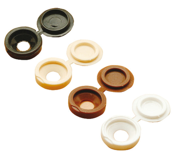 Black / White / Beige Hinged Screw Cap Covers - Small 6G - 8G - Multiple Pack Sizes