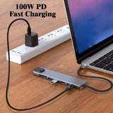 USB C HUB 8 in 1 Adapter 4K HDMI 87W PD Port RJ45 Ethernet Docking Station SD TF