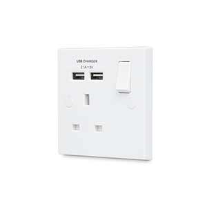 British General Single USB Socket 13A Fast Charging